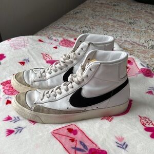 Nike White and Black High-Top Sneakers